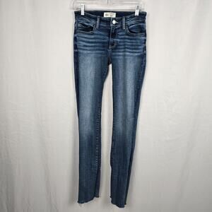 BKE Payton Jeans Women's 24 x 32** Blue Raw Hem Universal Fit Mid-Rise Straight